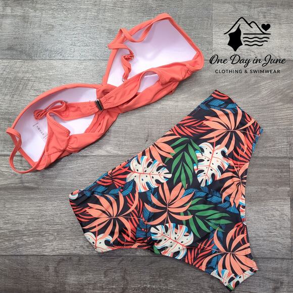 Charmleaks Cross Front Molded Cup High Waist Bikini Swimsuit Size XL - Picture 4 of 4